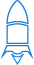 Blue rocket icon pointing upwards