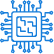 Blue microchip icon on white background
