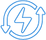 Blue energy recycling icon with arrows